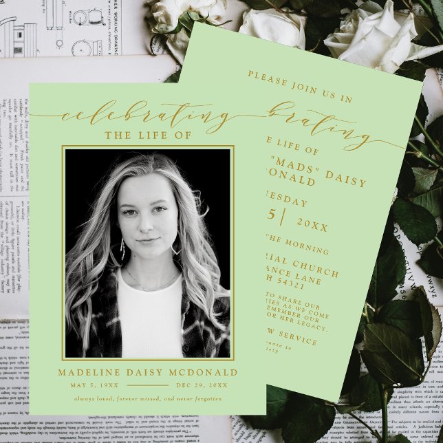 ELEGANT PHOTO CELEBRATION OF LIFE MEMORIAL FUNERAL INVITATION (Creator Uploaded)