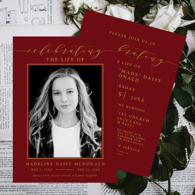 ELEGANT PHOTO CELEBRATION OF LIFE MEMORIAL FUNERAL INVITATION (Creator Uploaded)