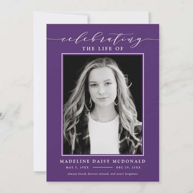 ELEGANT PHOTO CELEBRATION OF LIFE MEMORIAL FUNERAL INVITATION (Front)