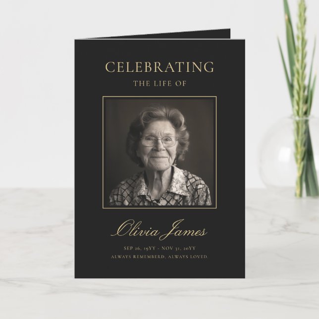 Elegant Photo Celebration of Life Program (Front)