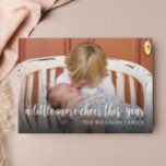 Elegant Photo Christmas Birth Announcement Card<br><div class="desc">Share the news that you added a little more cheer this year with this elegant photo Christmas card.  Personalize with 1 photo on the front and 3 photos on the back along with all your baby's birth stat information.  Visit my Christmas card collection to view all holiday card options.</div>