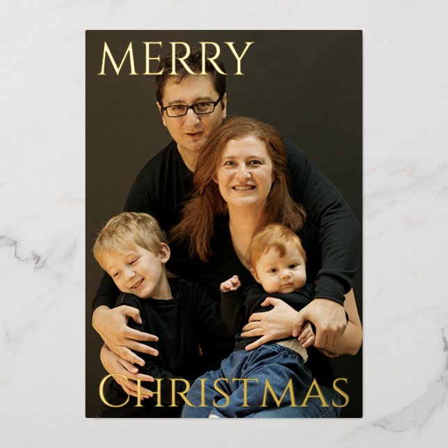 Elegant Photo Christmas Card with Real Foil (Front)