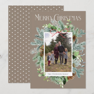 Elegant Photo Christmas Greenery Greeting Card