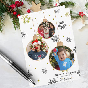 Elegant Photo Christmas Ornaments & Snowflakes Card
