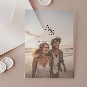 Elegant, Photo, Classic, Monogram, Wedding  Acrylic Invitations