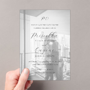 Elegant Photo Classic Wedding Save the Date Acrylic Invitations