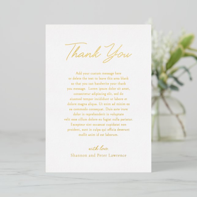 Elegant Photo Classic Wedding Thank You Card (Standing Front)