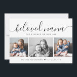 Elegant Photo Collage Beloved Nana Mothers Day Card<br><div class="desc">Celebrate the essence of love and family with our "Beloved Nana" Mother's Day card. Featuring a modern black and white photo collage, this card captures timeless moments shared with the matriarch who binds the family together. Its elegant handwritten script echoes the personal touch of cherished handwritten notes, making it an...</div>