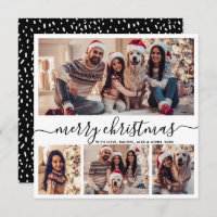 Elegant Photo Collage Black Script Snowy Christmas