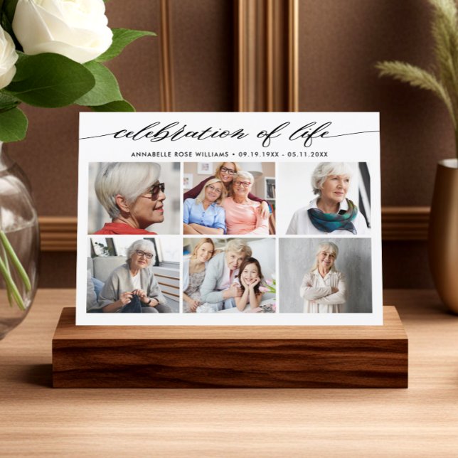 Elegant Photo Collage Celebration Of Life Memorial Invitation (Creator Uploaded)