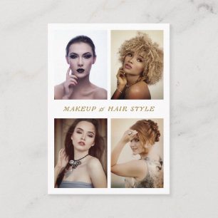 Elegant Photo Collage Makeup and Hair Style Business Card