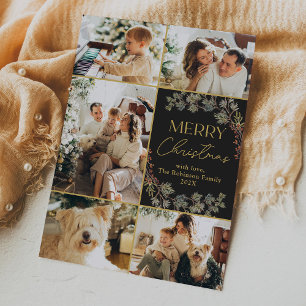 Elegant Photo Collage Merry Christmas Holiday Card