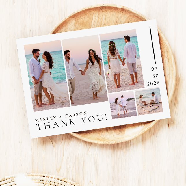 Elegant Photo Collage Modern Wedding Thank You Card (Creator Uploaded)