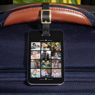 Elegant photo collage monogram heart personalized luggage tag