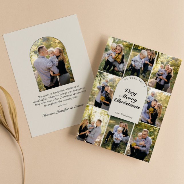 Elegant Photo Collage Script Typography Holiday Card (Creator Uploaded)