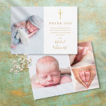 Elegant Photo Collage Signature Script Baptism Thank You Card<br><div class="desc">An elegant gold signature script photo collage Baptism or Christening thank you card. Personalize with your 4 special photos and thank you message set in chic gold lettering. Designed by Thisisnotme©</div>