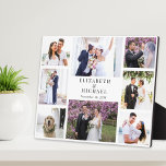 Elegant Photo Collage Wedding Plaque<br><div class="desc">An elegant custom photo plaque for newlyweds featuring an 8 photo collage of your wedding day,  engagement,  honeymoon,  bridal party,  groomsmen,  family,  etc.,  pictures and your names and wedding date in elegant typography.</div>