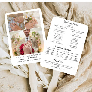 Elegant Photo Collage Wedding Program Fan Template