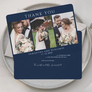 Elegant Photo Collage Wedding Thank You Card