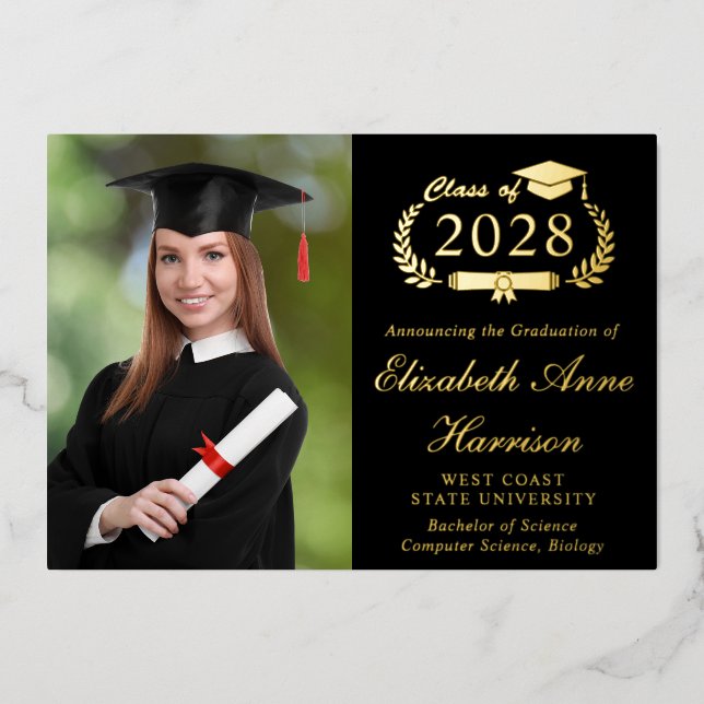 Elegant Photo College Black Graduation Party (Front)