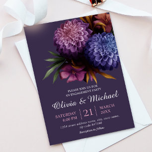 Elegant Photo Dahlia Minimalist Engagement Party Invitation