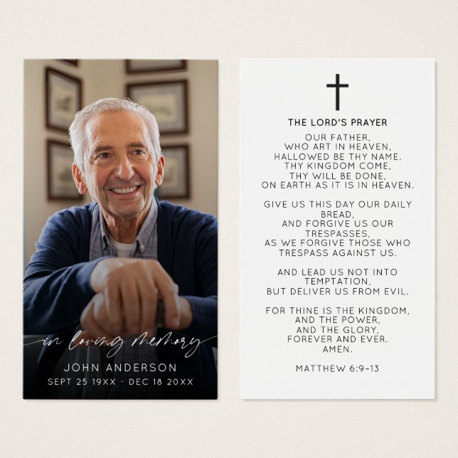 Élégant Photo de prière funéraire In Memoriam (Devant & derrière)
