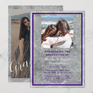 Elegant photo double graduation Announcement