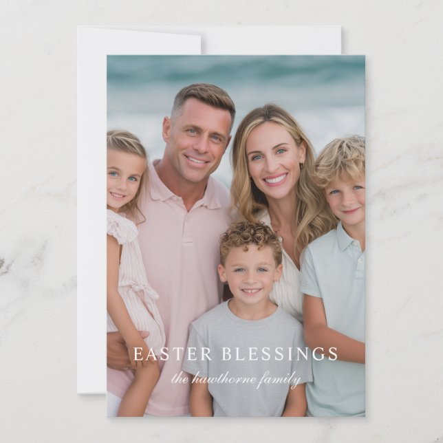 Elegant Photo Easter Blessings  Holiday Card (Front)