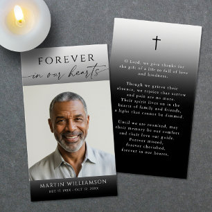 Elegant Photo Forever Hearts Cross Prayer Card