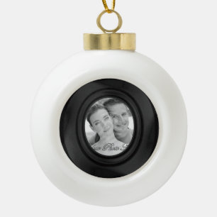 Elegant Photo Frame (Black) Ceramic Ball Christmas Ornament