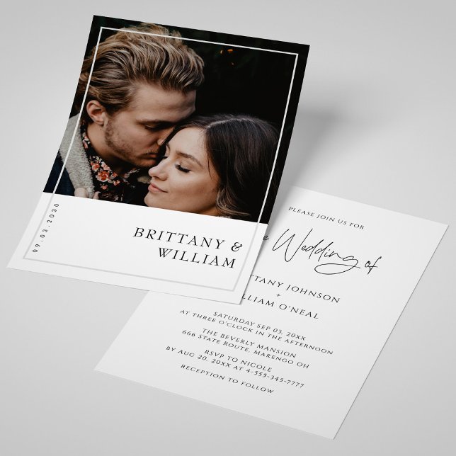 Elegant Photo Frame Wedding Invitation (Minimalist Photo Wedding Invite - Modern & Chic)