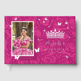 Elegant Photo Fuchsia Quinceanera Guest Book