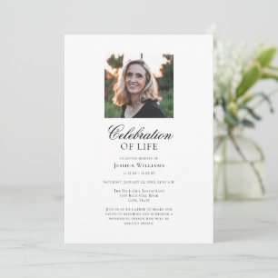 Elegant Photo Funeral Celebration of Life Invitation