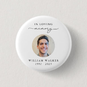 Elegant Photo Funeral Memorial In Loving Memory 1 Inch Round Button
