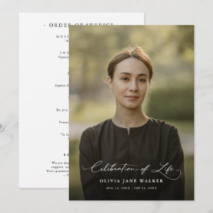 Elegant Photo Funeral Memorial Order Of Service Program