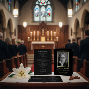 Elegant Photo Funeral Order of Service Program 