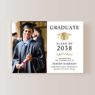 Elegant Photo Gold Grad Cap College Graduation Announcement