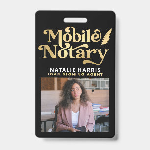 Elegant Photo Gold Mobile Notary Loan Agent  Badge