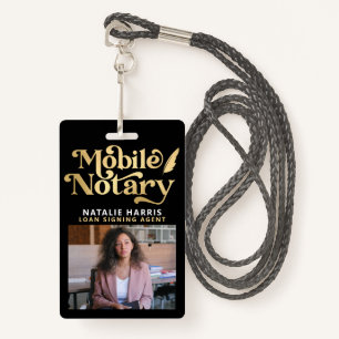 Elegant Photo Gold Mobile Notary Loan Agent  Badge
