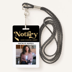 Elegant Photo Gold Notary Loan Agent Badge