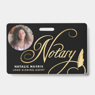 Elegant Photo Gold Notary Loan Agent  Badge