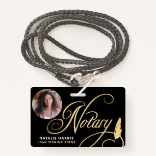 Elegant Photo Gold Notary Loan Agent  Badge