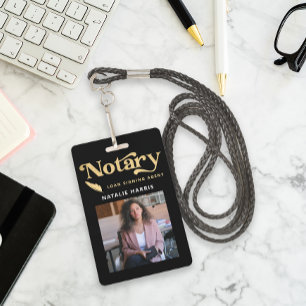 Elegant Photo Gold Notary Loan Agent  Badge