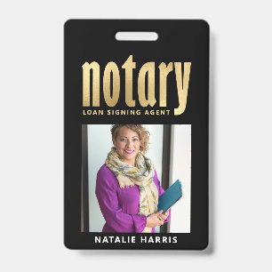 Elegant Photo Gold Notary Loan Agent  Badge