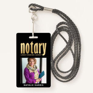 Elegant Photo Gold Notary Loan Agent Badge