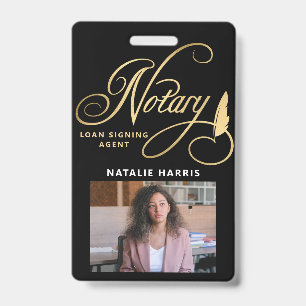 Elegant Photo Gold Notary Loan Agent  Badge