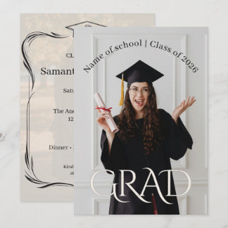 Elegant Photo Grad Party | Modern Minimalist Grad Invitation