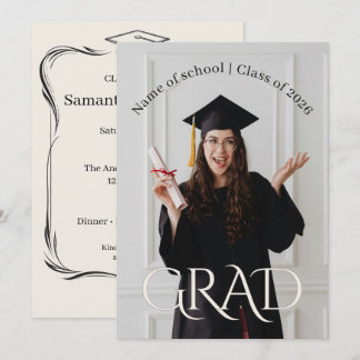 Elegant Photo Grad Party | Modern Minimalist Grad Invitation