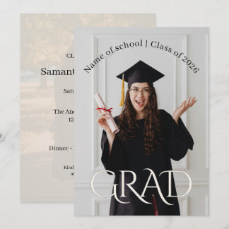 Elegant Photo Grad Party | Modern Minimalist Grad Invitation