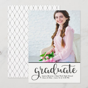 Elegant Photo Graduation Announcement Black White